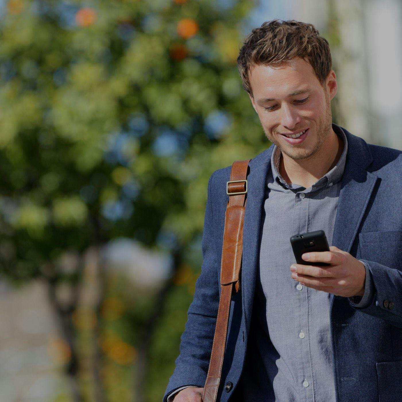 Smiling man walking